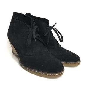 J Crew Suede Leather Wedge MacAlister Booties Boots Ankle Black Size 10